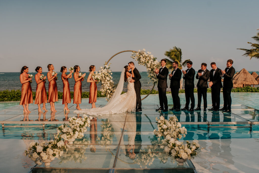 Wedding over the pool at Dreams Natura. I always ask what setting you want to have your wedding at when we are choosing the perfect location for your destination wedding